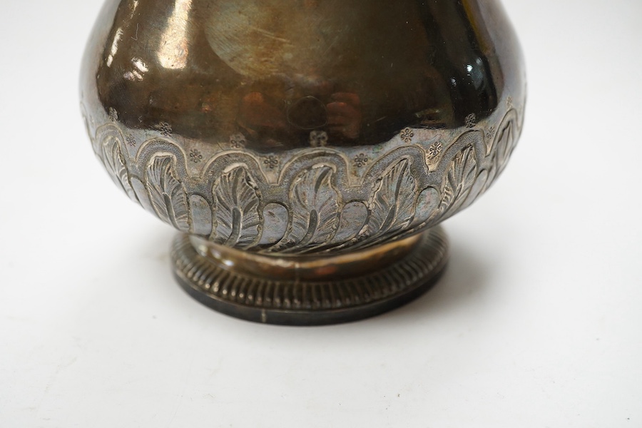 An 18th century French white metal baluster pot and cover, indistinct marks, height 16cm, 10.8oz. Condition - fair